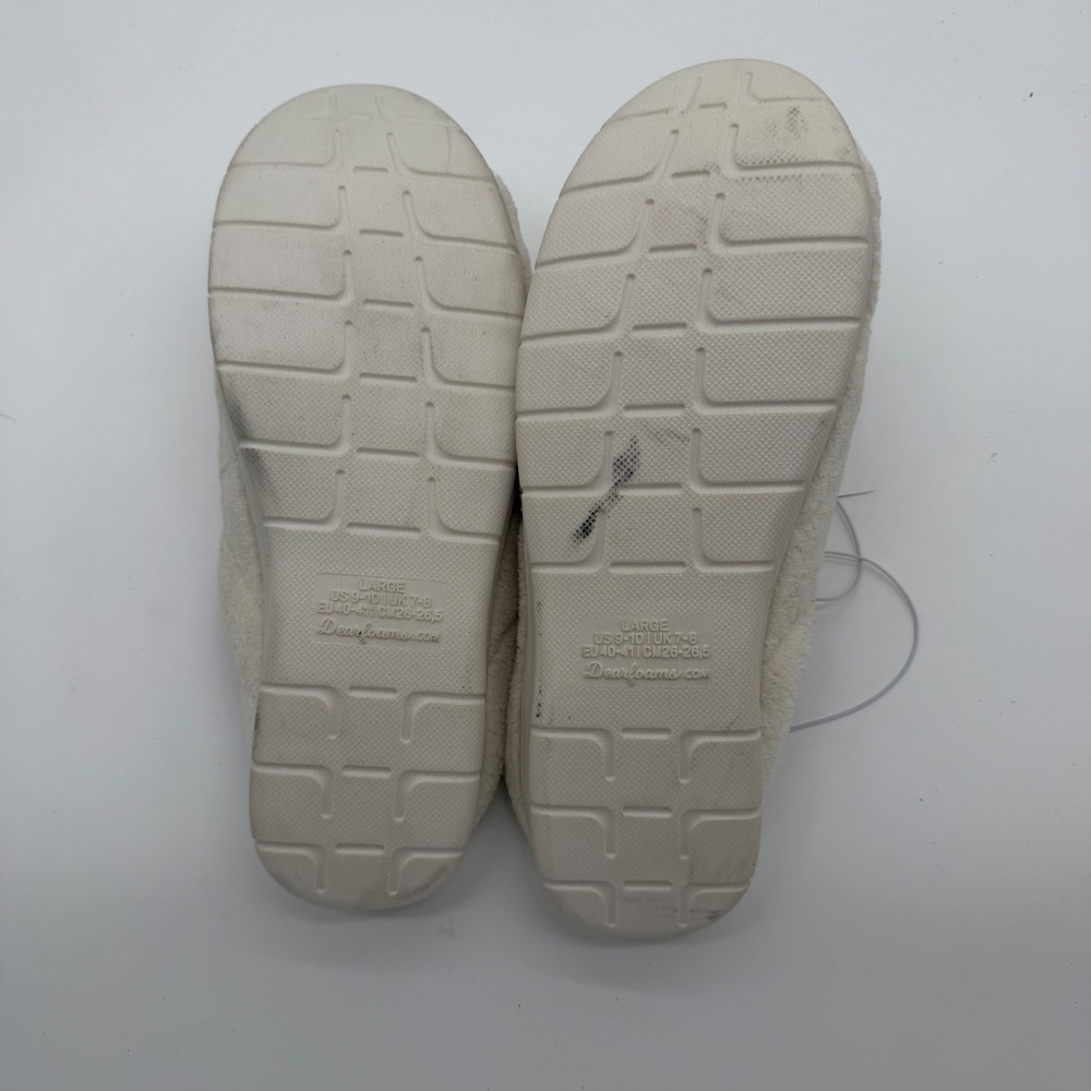 Dearfoams Muslin Quilted Faux Fur Slipper Clogs Womens L 9-10 Off White 31250 - Picture 2 of 7